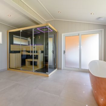 Darwin Lodge Bathroom with bath, sauna and steam shower